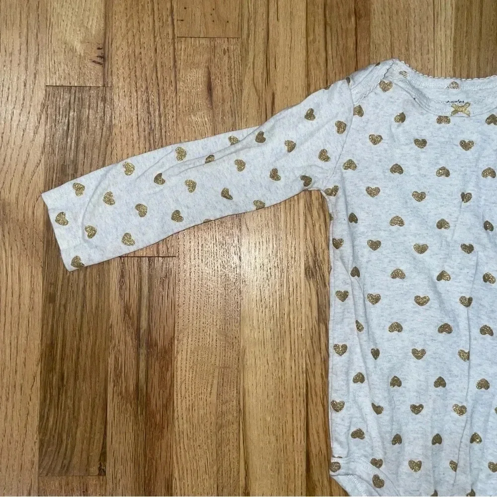 Carters Kids Gold Heart Patterned Onesie Sz 24M